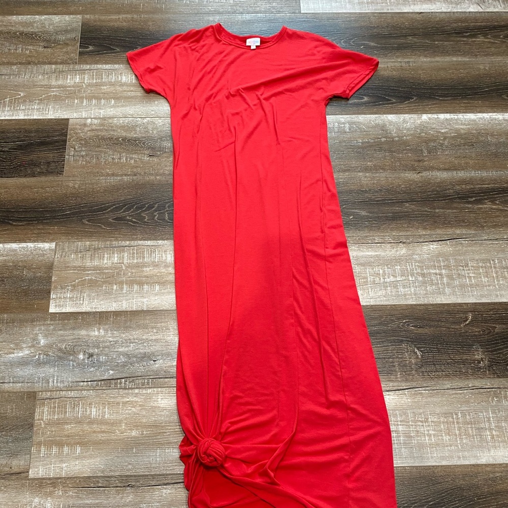 Melon colored maxi tshirt dress